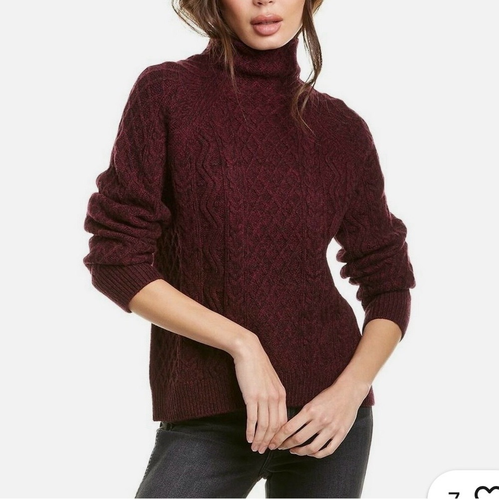 Vince wool cashmere mock neck Sweater burgundy